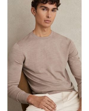 Reiss Merino Wool Crew Neck Jumper - Brown