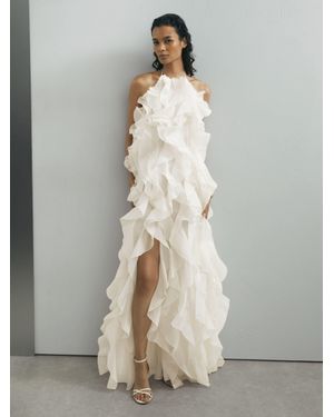 Reiss Kiera - Off White Atelier Silk-organza Ruffle Maxi Dress, Us 4 - Natural