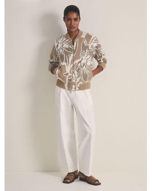Reiss Avery - Mink | Les 100 Ciels Jacquard Cardigan, M - Natural