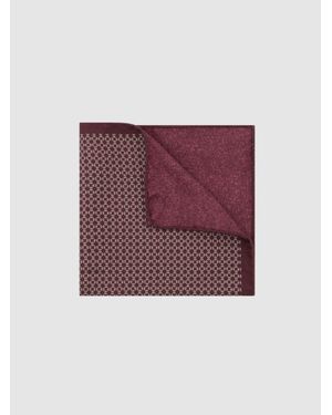 Reiss Burgundy Gennaro Silk Geometric Chain-Print Pocket Square - Purple