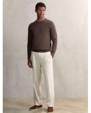 Reiss Wide Leg Pleated Drawstring Trousers - Multicolour
