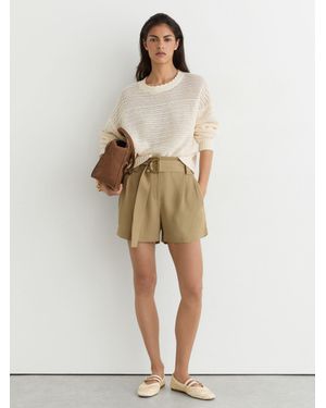 Reiss Twill Belted Relaxed Shorts - Natural