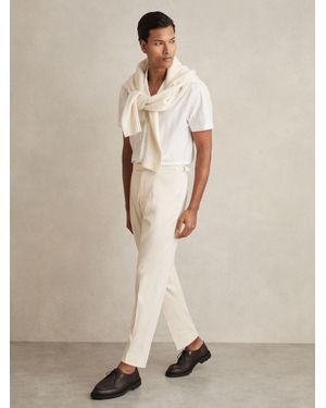 Reiss Cantwell - Stone Stretch-cotton Tapered Trousers, 34 - Natural