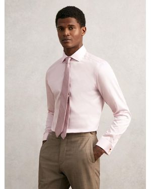 Reiss Remote - Pink Slim Fit Cotton Satin Double Cuff Shirt, Us 12