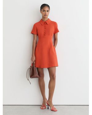 Reiss Half-Button Flippy Mini Dress - Red