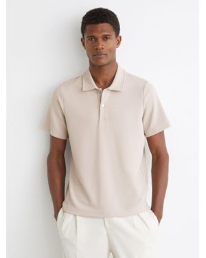 Reiss Textured Half-Button Polo Shirt - Natural