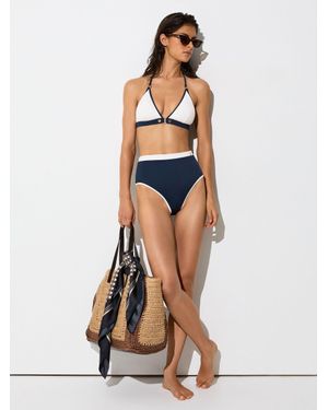 Reiss Textured Colour-Block Bikini Bottoms - White