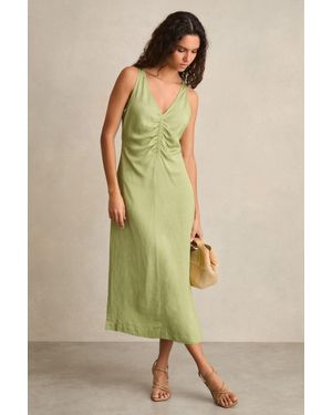 Reiss Colette Ruched Sleeveless Maxi Dress in Green | Lyst UK