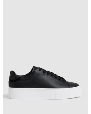 Reiss Francesca Leather Low-Top Trainers - Black