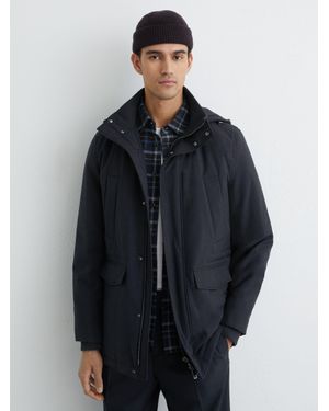 Reiss Hooded Zip-Through Padded Coat - Blue