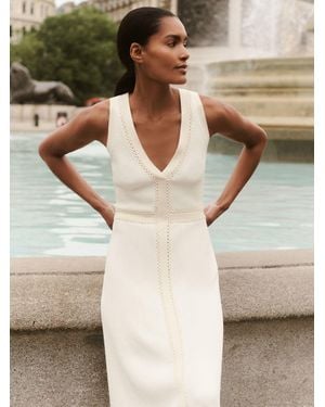Reiss Craft-Stitch Knitted Midi Dress - Natural