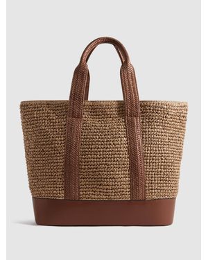Reiss Raffia Tote Bag - Brown