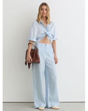 Reiss Linen Wide-Leg Trousers - White