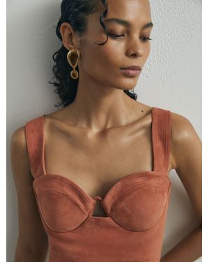 ATELIER Suede Bustier Top - Brown