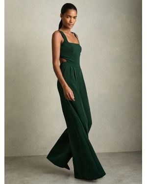 Reiss Petite Wide-Leg Cut-Out Jumpsuit - Green
