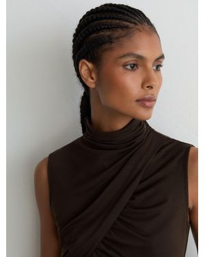 Reiss Ruched High-Neck Top - Black
