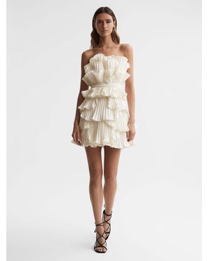 AMUR Strapless Ruffle Mini Dress - Natural