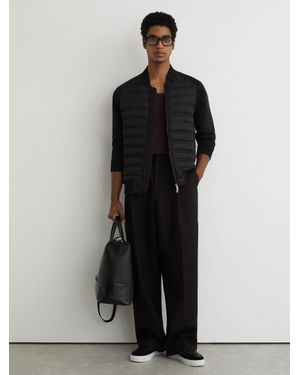 Reiss Rami - Black Quilted Hybrid Bomber Jacket, Xs