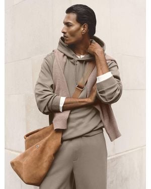 Reiss Premium Interlock Relaxed-Fit Hoodie - Natural