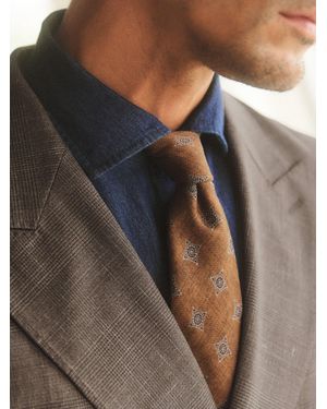 Reiss Arrigo - Burnt Orange Silk Diamond Medallion-print Tie, One
