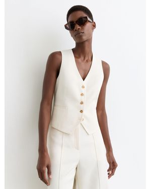 Reiss Button-Through Tailored Waistcoat - White