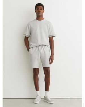 Reiss Textured Side-Stripe Drawstring Shorts - Natural