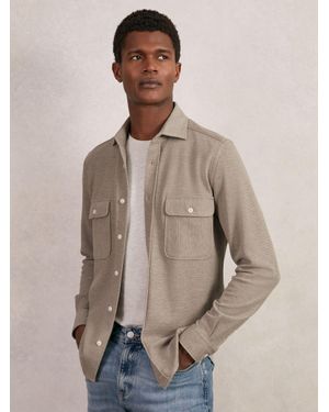 Reiss Textured Twin Pocket Cotton Blend Overshirt - Natural