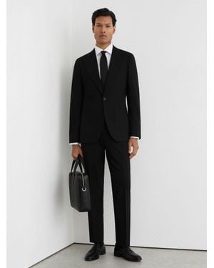 Reiss Belmont Tailored Fit Single-Breasted Textured Suit Blazer With Wool - Black