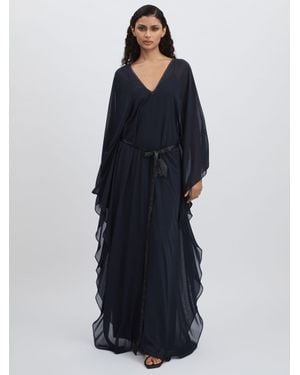 Halston Bell Sleeve Maxi Dress - Blue