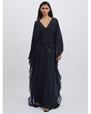 Halston Bell Sleeve Maxi Dress - Blue