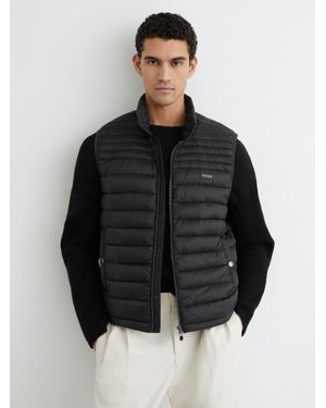 Reiss Alpine - Black Quilted Zip-through Gilet, S