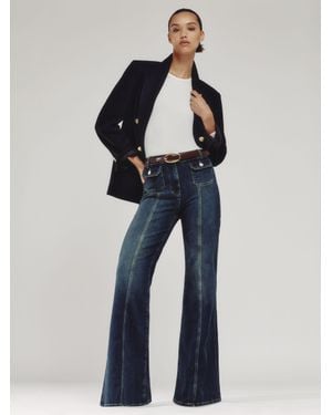 Reiss Button-Pocket Flared Jeans - Blue