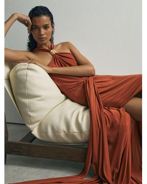 ATELIER Hardware-detail Draped Maxi Dress - Brown