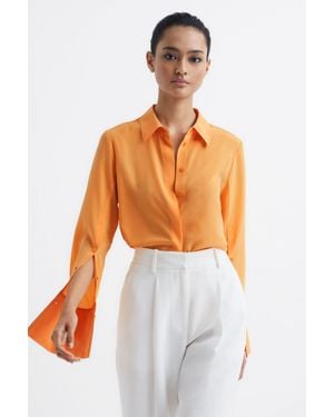 Reiss Kia - Orange Silk Shirt, Us 8 - White