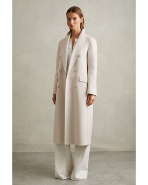 Reiss Maeve - Neutral Petite Wool Blend Double Breasted Blindseam Trench Coat - Natural