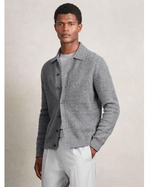 Reiss Wool Button Through Collared Cardigan - Grey