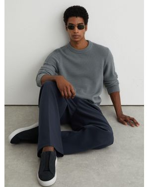 Reiss Emil - Charcoal Blue Suede Slip-on Elasticated Trainers, Us 9 (uk 8) - Grey
