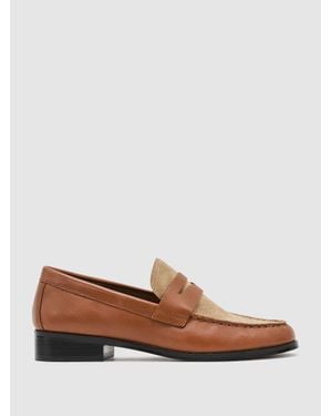 Reiss Kallie Leather And Suede Penny Loafers - White