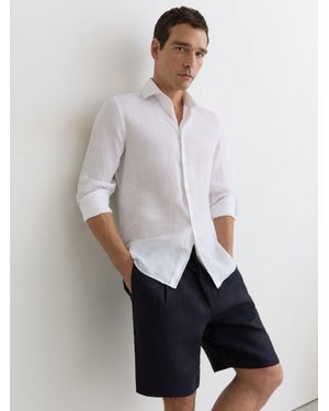 Reiss Barges Short Linen Drawstring Shorts - White