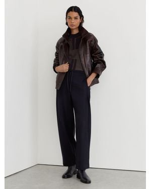 Reiss Leoni - Black Petite Cotton-blend Barrel-leg Drawstring Trousers, Us 2 - Blue