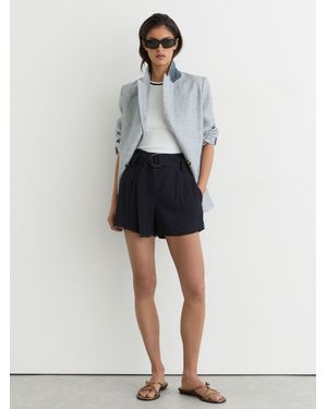 Reiss Twill Belted Relaxed Shorts - Blue