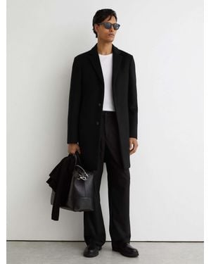 Reiss Gable Wool-Blend Single-Breasted Overcoat - Black