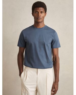 Reiss Mercerised-Cotton Ribbed T-Shirt - Blue