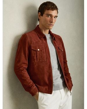 Reiss Belle Jacket Suede Plain - Brown