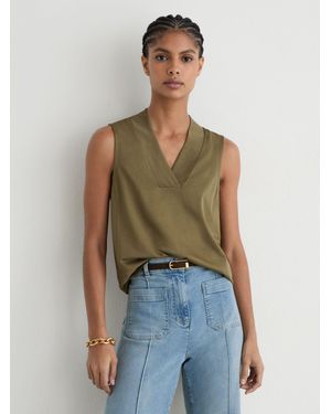 Reiss Jersey V-Neck Vest - Green