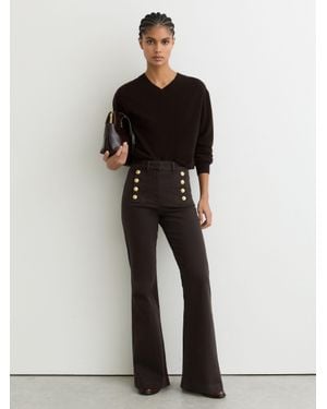 Reiss Button-Detail High-Rise Flared Jeans - Black