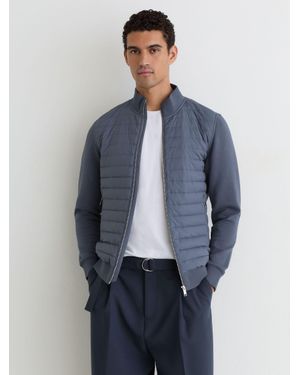 Reiss Hybrid Quilt And Interlock Zip Jacket - Blue