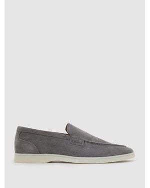 Reiss Kason Suede Slip-On Loafers - Grey