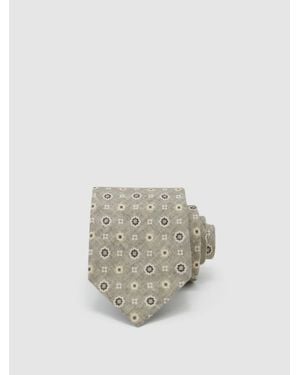 Reiss Cosimo - Soft Sage Silk Floral Medallion-print Silk Tie, One - White