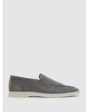 Reiss Kason Suede Slip-On Loafers - Grey